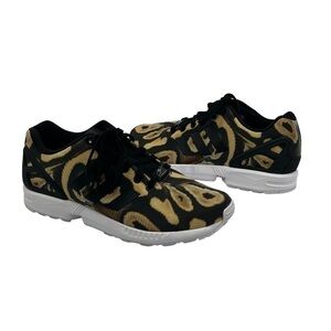 Adidas Black Yellow ZX Flux Snake Print Sneakers Size 10 Women’s